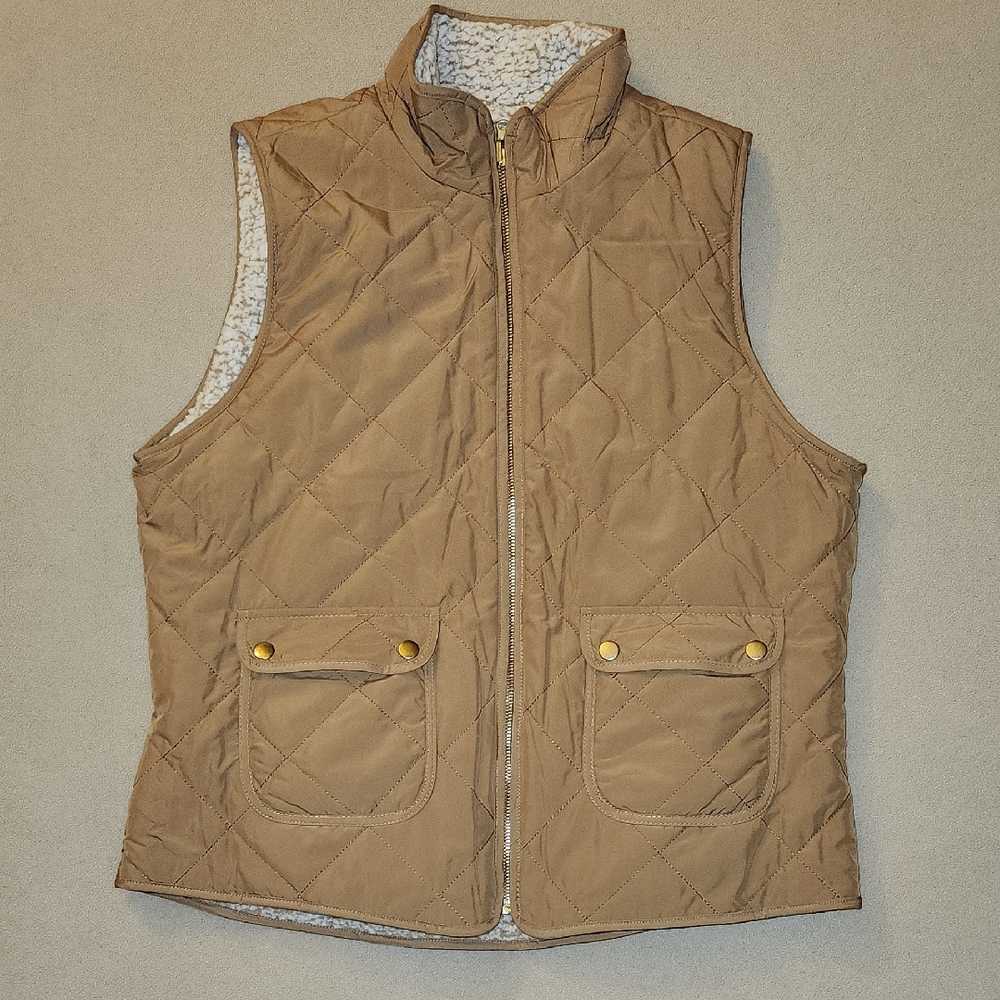 Love Tree Brown Quilted Reversable Vest